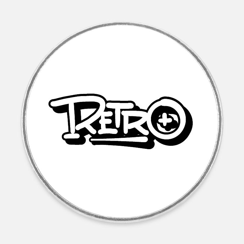 Lettrage rétro - Magnet rond - blanc