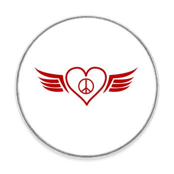 Heart Wings Peace - Round  fridge magnet - white - Front