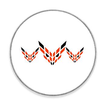 3 Foxes Abstract Logo Evil Eye Friends Team - Round  fridge magnet - white - Front
