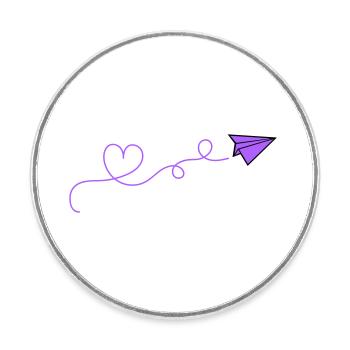 Coeur d’avion en papier - Magnet rond - blanc - Devant