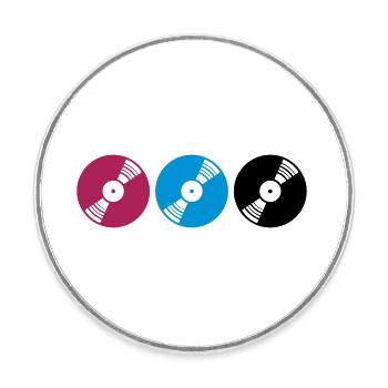 vinyle coloré série discjockey club musique amour musique - Magnet rond - blanc - Devant