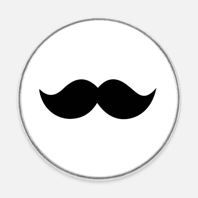 Moustache - Magnet rond - blanc