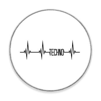 Heartbeat Pulse Techno - Magnet rond - blanc - Devant