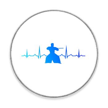 Aikido Herzschlag Aikidoka Herren Jungen - Runder Kühlschrankmagnet - Weiß - Vorne