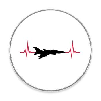 Heartbeat Fighter Jet Jet - Round  fridge magnet - white - Front