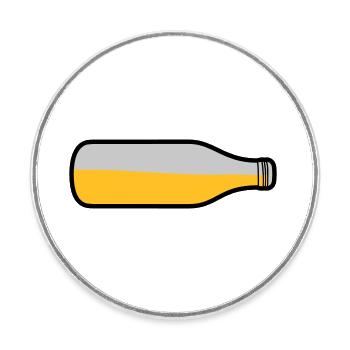 Liegende Bier Flasche - Runder Kühlschrankmagnet - Weiß - Vorne
