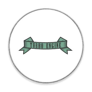 Turbo Engine Banner - Runder Kühlschrankmagnet - Weiß - Vorne