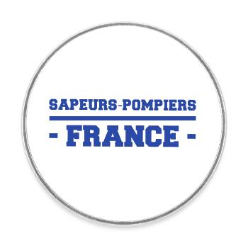 Sapeurs-Po France Bleu logo fanion - Magnet rond - blanc - Devant