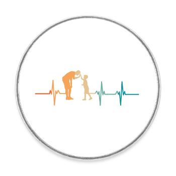 Battement de cœur père et fils - Magnet rond - blanc - Devant