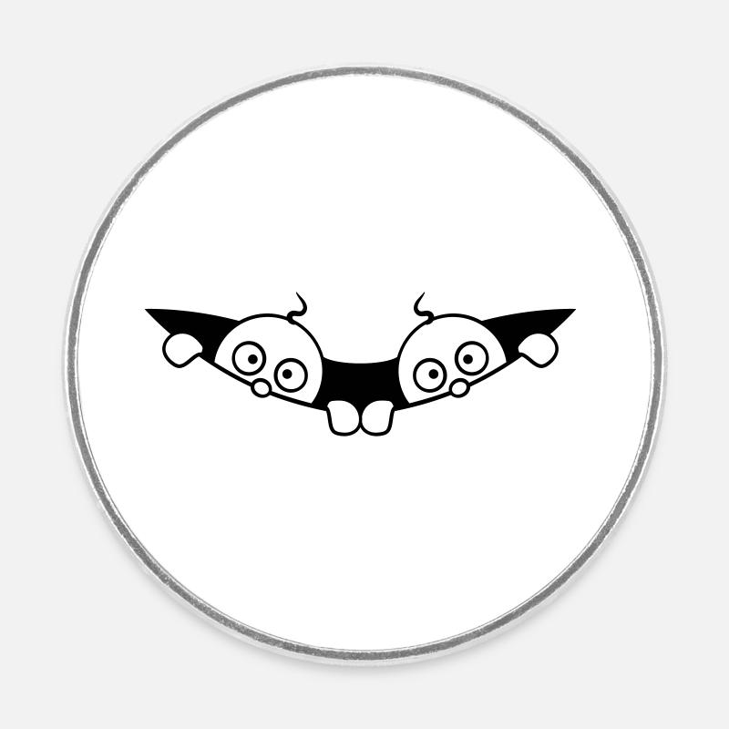 Comic Twins Peeking Out Belly 2 Babies Pregnant - Round  fridge magnet - white