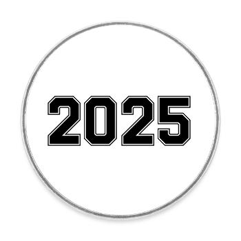 2025 - Runder Kühlschrankmagnet - Weiß - Vorne