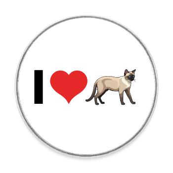 I love Siam Cats - Cute Pet Cat Design - Runder Kühlschrankmagnet - Weiß - Vorne