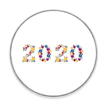 Fleurs 2020 - Magnet rond - blanc - Devant