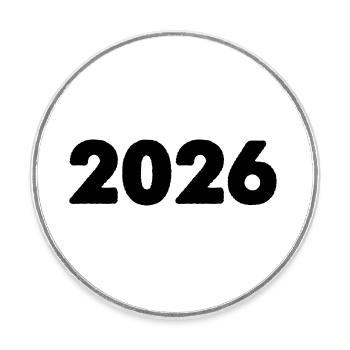 2026 - Round  fridge magnet - white - Front