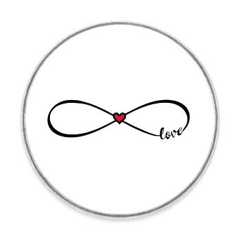 Infinity Love Font Infinity 8 Red Heart - Round  fridge magnet - white - Front