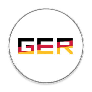 GER Team Germany Germany Couleurs Noir Rouge Go - Magnet rond - blanc - Devant