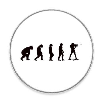 Biathlète biathlon cadeau Evolution Sports d’hiver - Magnet rond - blanc - Devant