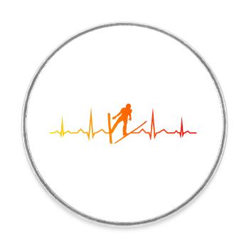 Heartbeat Ski Flying Ski Jumping Ski Jumper Male - Round  fridge magnet - white - Front