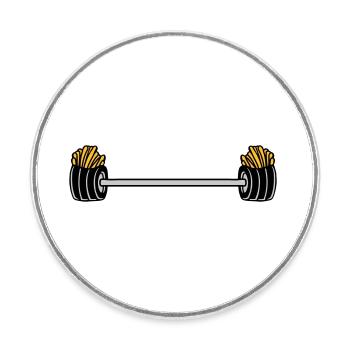 Weightlifting French Fries Bodybuilder - Round  fridge magnet - white - Front