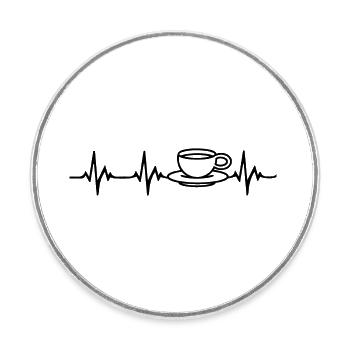 coffee Heartbeat - Round  fridge magnet - white - Front