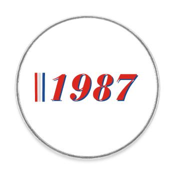 Year 1987 - Round  fridge magnet - white - Front