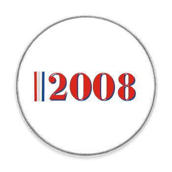 Year 2008 - Round  fridge magnet - white - Front