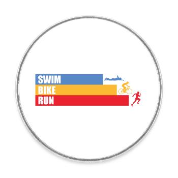 Triathlon, Natation, Cyclisme, Course à pied, Sports - Magnet rond - blanc - Devant