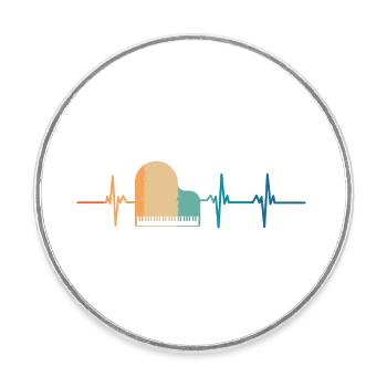battement de cœur piano - Magnet rond - blanc - Devant