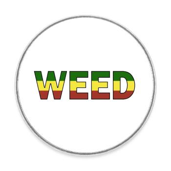 Marijuana Herbe Cannabis - Magnet rond - blanc - Devant