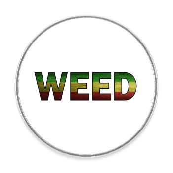 Marijuana Herbe Cannabis - Magnet rond - blanc - Devant