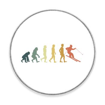 Evolution skieur - Magnet rond - blanc - Devant