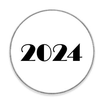 2024 Jahreszahl Datum Zahl Anno Kalenderjahr - Runder Kühlschrankmagnet - Weiß - Vorne