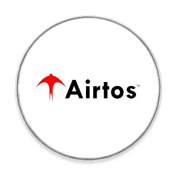 Rotes airtos LOGO + schwarzer Text - Runder Kühlschrankmagnet - Weiß - Vorne