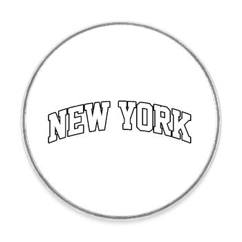 Logo New York : Design collégial au style urbain - Magnet rond - blanc - Devant