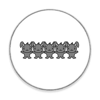 5 Bunnies Five Friends Team Crew Human Chain Hands - Round  fridge magnet - white - Front
