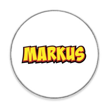 Markus First Name Gift - Round  fridge magnet - white - Front