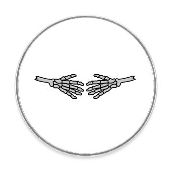 Poignées de main Squelette Halloween - Magnet rond - blanc - Devant