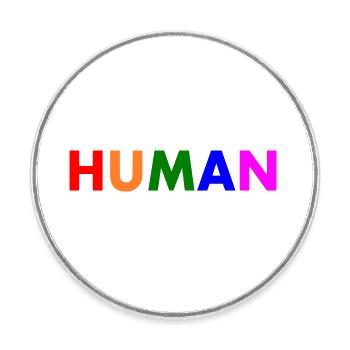 Human - Round  fridge magnet - white - Front