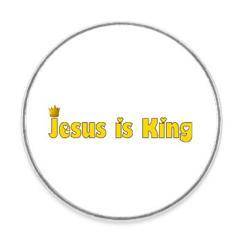 Jésus est Roi (amour) - Roi, Dieu, Chrétien - Magnet rond - blanc - Devant