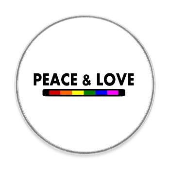 Peace and love - Round  fridge magnet - white - Front