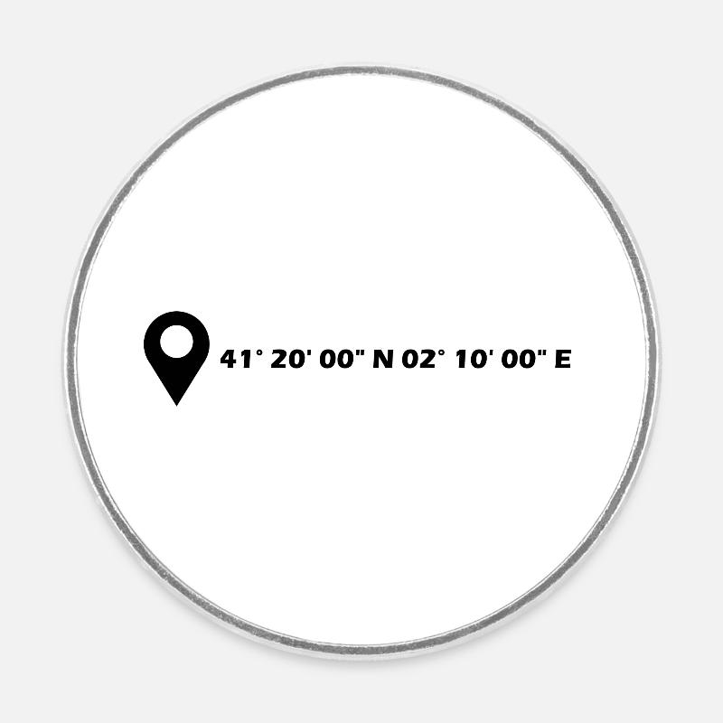 Coordonnées de Barcelone - Magnet rond - blanc