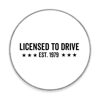 Permis de conduire en 1979 - Magnet rond - blanc - Devant
