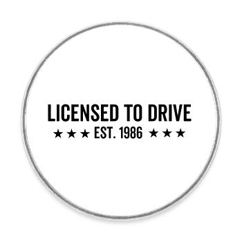 Permis de conduire en 1986 - Magnet rond - blanc - Devant