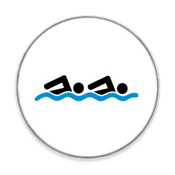 Équipe de natation - Magnet rond - blanc - Devant