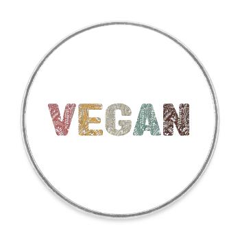 Vegan - botanical pattern - old school - Magnet rond - blanc - Devant