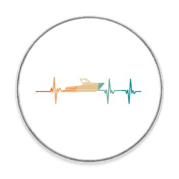 Heartbeat boat - Round  fridge magnet - white - Front