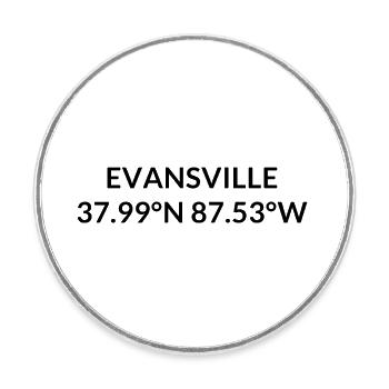 Evansville, Indiana, USA Coordinates - Round  fridge magnet - white - Front