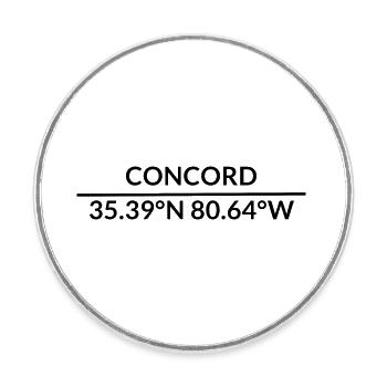 Concord, Caroline du Nord, États-Unis Coordonnées - Magnet rond - blanc - Devant