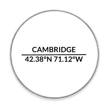 Cambridge Massachusetts USA Koordinaten - Runder Kühlschrankmagnet - Weiß - Vorne