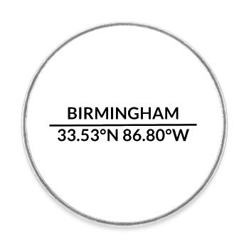 Birmingham Alabama USA Koordinaten - Runder Kühlschrankmagnet - Weiß - Vorne